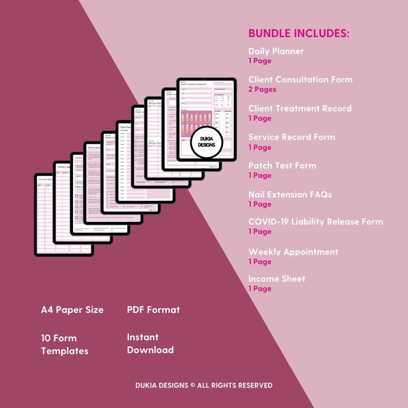 Nail Technician Consultation Forms Nail Care Form Nail Etsy