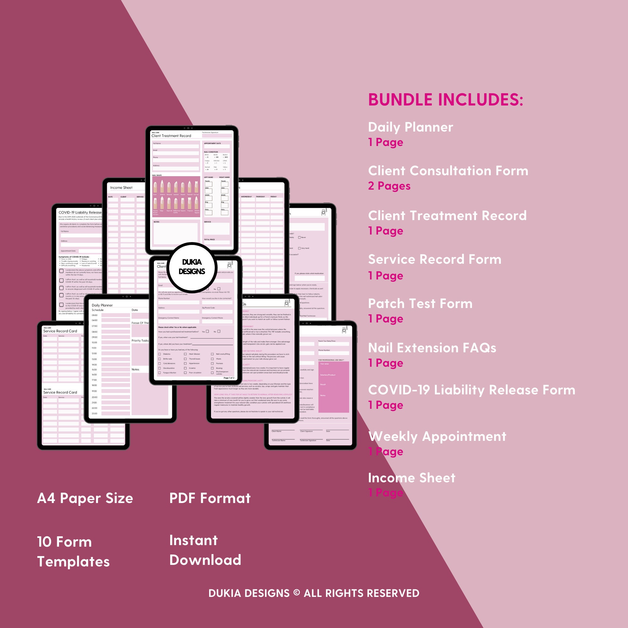 Nail Technician Consultation Forms Nail Care Form Nail Etsy