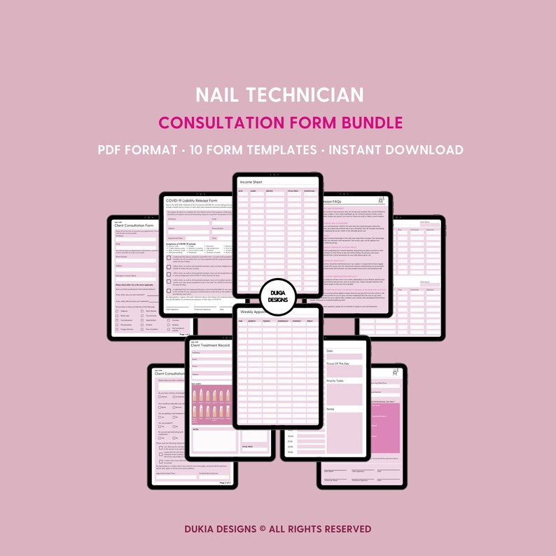 Nail Technician Consultation Forms Nail Care Form Nail Etsy