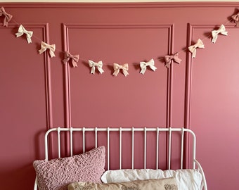 Felt Bow Garland | Pink Nursery Decor, Wall Hanging