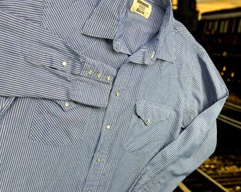 Vintage Ruddock ERS Western Shirt 80s Men L Striped Pearl Snap Cowboy USA VTG