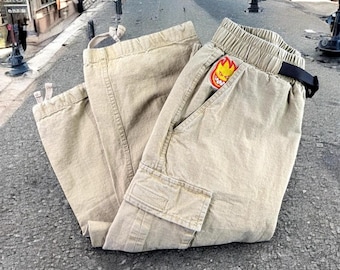 VTG Spitfire Wheels Cargo Pants XS Ripstop Skateboard Bighead Pockets Elastic