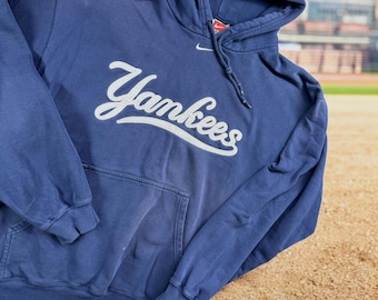 Vintage Nike Yankees Hoodie Herren XL Navy Blau Center Swoosh MLB Baseball Y2K