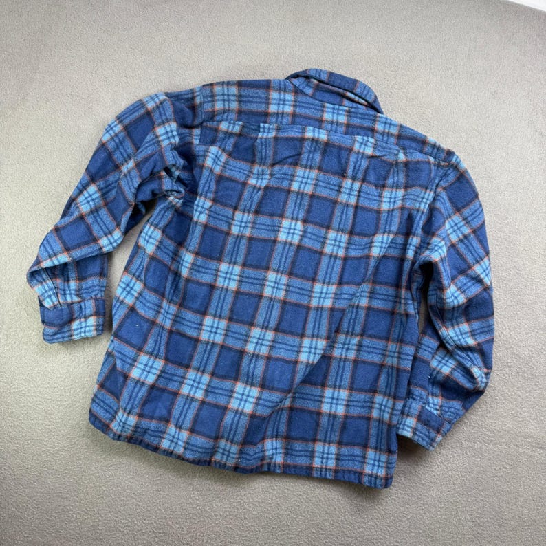 Vintage Pendleton flanellen overhemd jongens grote wollen geruite knoopsluiting afbeelding 3