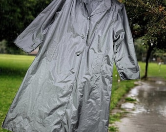 Vintage JCPenney Trench Coat Womens 14 Rain Jacket Slicker Long 80s Mac Korea