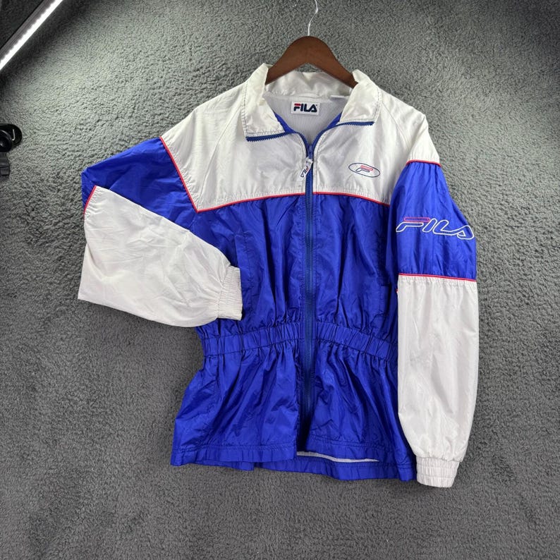 Fila Windbreaker Trench Jacket Womens Large Vintage Rare 80s Cinch Waist Hip-Hop image 2