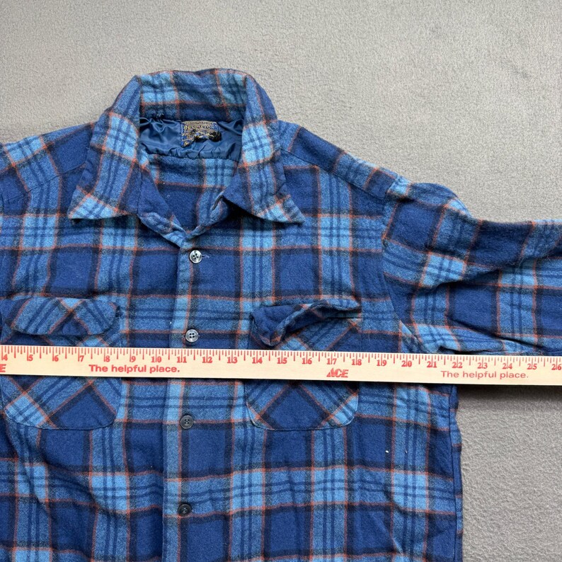 Vintage Pendleton flanellen overhemd jongens grote wollen geruite knoopsluiting afbeelding 5