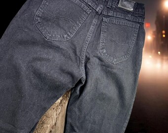 Vintage Lee Jeans Women 10 Med Black High Waisted Tapered Mom Denim Made In USA