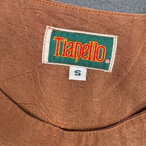 Vintage Tianello T783 Women S Burnt Orange Tencel Button Maxi Tank Dress 54" image 2