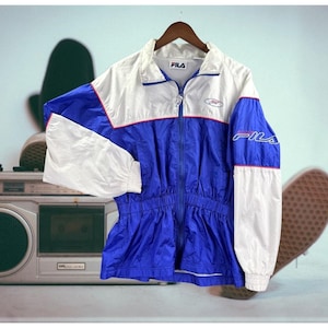 Fila Windbreaker Trench Jacket Womens Large Vintage Rare 80s Cinch Waist Hip-Hop image 1
