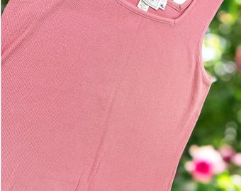 Vintage United States Sweaters Tank Top Women XL Pink Knit Square Neck USA VTG