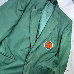 Vintage Harris Uniforms Blazer Mens XL Green Patch Sport Coat Uniform Jacket