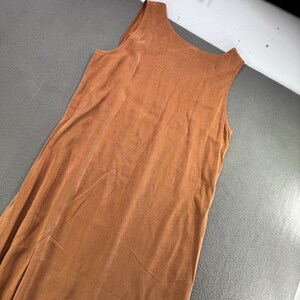 Vintage Tianello T783 Women S Burnt Orange Tencel Button Maxi Tank Dress 54" image 7