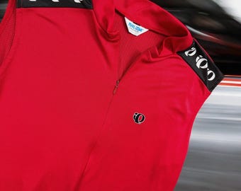 Vintage Pearl Izumi fietsshirtvest heren XL rood mouwloos shirt met volledige rits