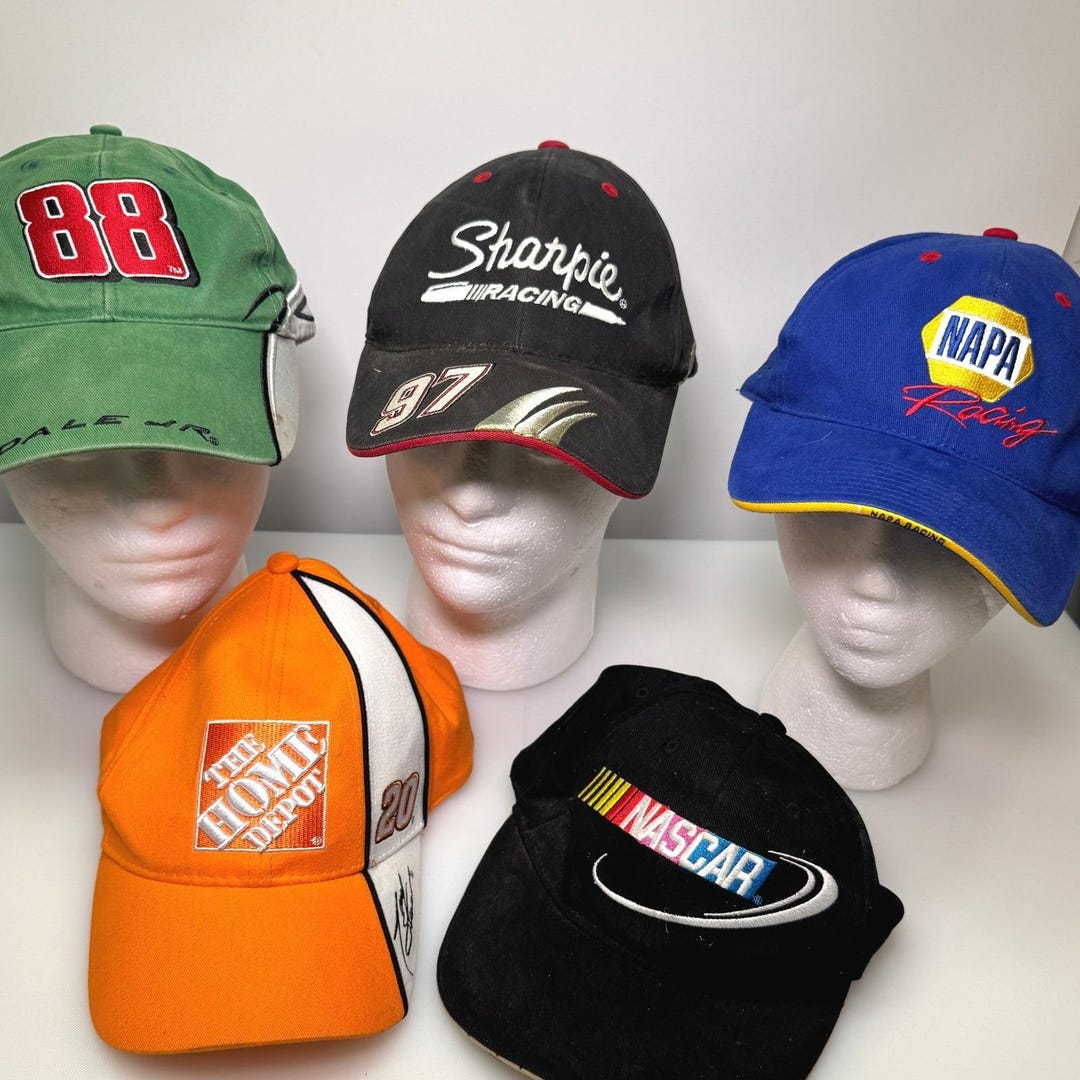 NASCAR Hats Lot of 5 Men OSFM Multicolor Vintage Racing Adjustable ...