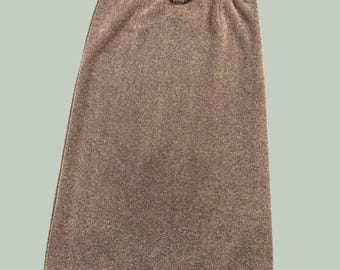 Vintage Crazy Horse Skirt Womens M Brown Herringbone Knit Elastic Waist Tweed
