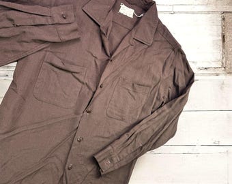 Rare Vintage Jack Frost Shirt Men M Brown Loop Collar Utah Woolen Mills 50s VTG