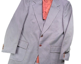 Chaqueta deportiva Towncraft Vintage para hombre, talla 42, estilo años 70, con tejido geométrico y dos botones.