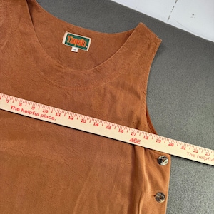 Vintage Tianello T783 Women S Burnt Orange Tencel Button Maxi Tank Dress 54" image 3