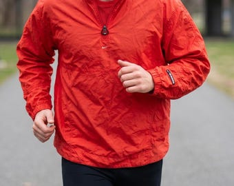 Vintage Nike Racing windjack XXL rode herenpullover met kwartrits, trainingsjack