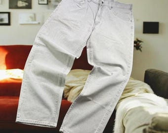 Vintage Lee Riveted Jeans Mens 36x30 (34) Gray Denim Straight Regular 90s Grunge