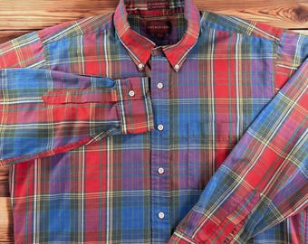 Ralph Lauren Chaps-shirt heren grote geruite vintage button-down Easter Dad Preppy
