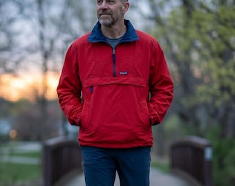 Vintage Patagonia anorakjack heren XL rode mesh gevoerde pullover windjack