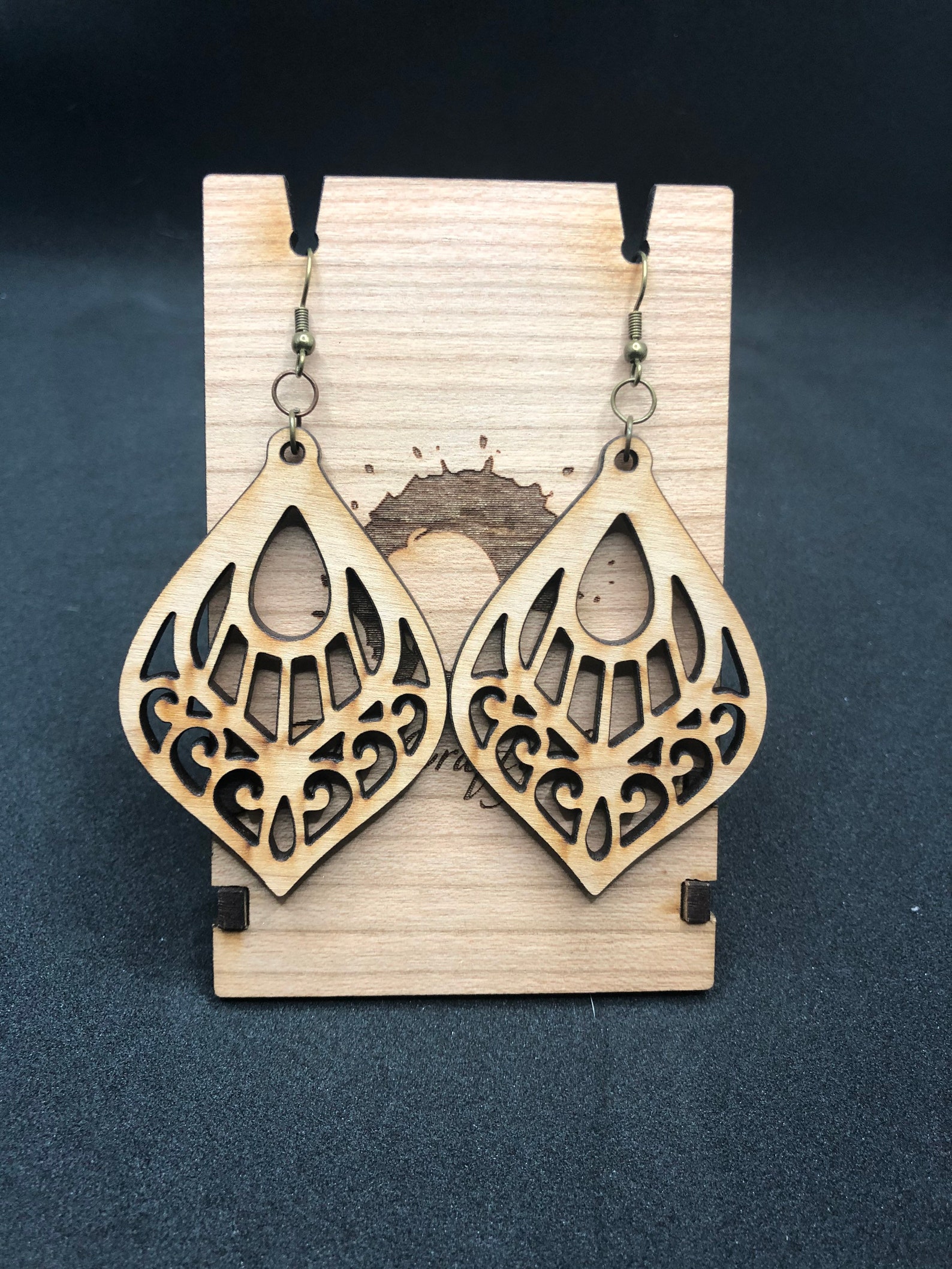 Laser Engraved Dangle Earrings Etsy