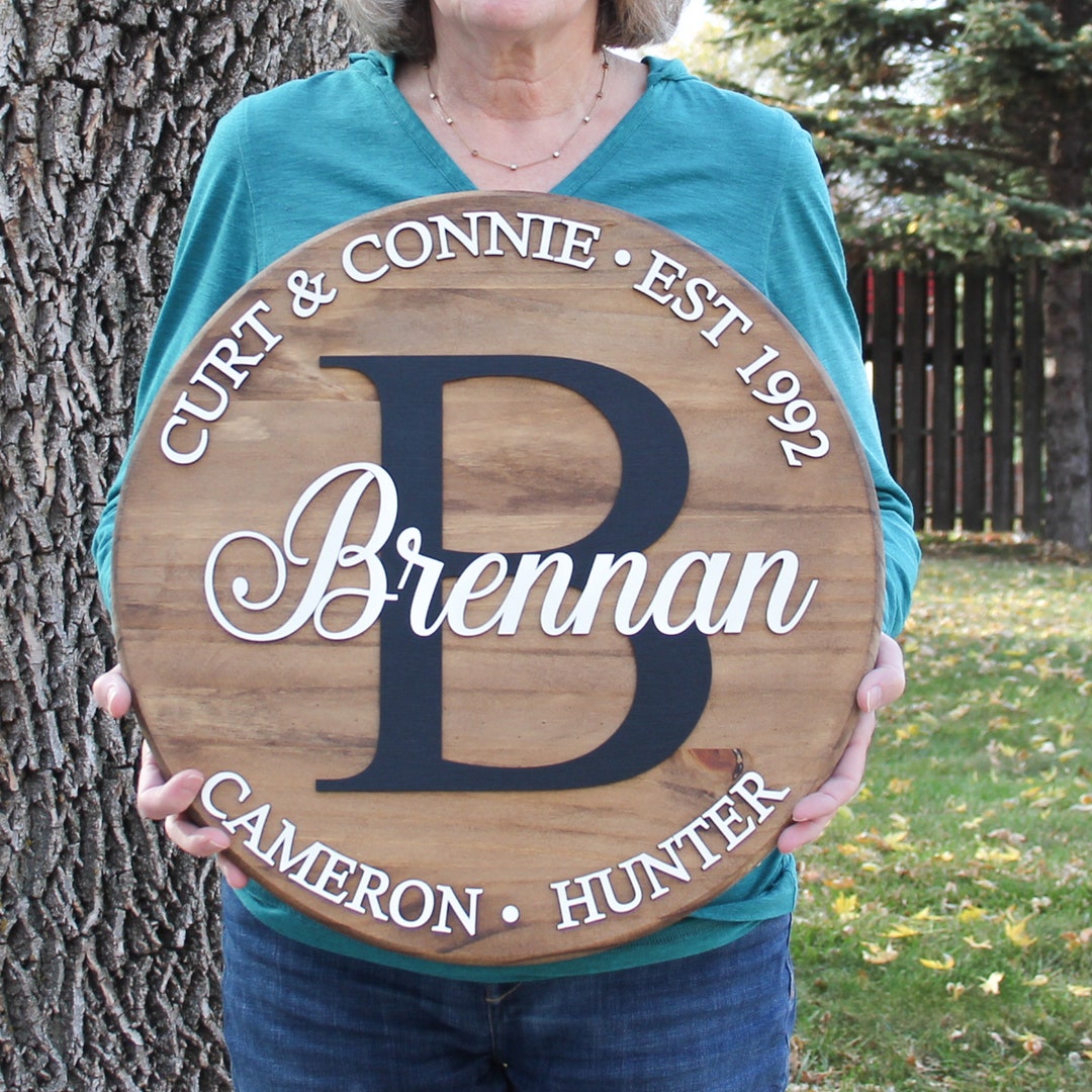 Personalized Wood Family Name Sign, Customized Monogram Name, 3D Family ...