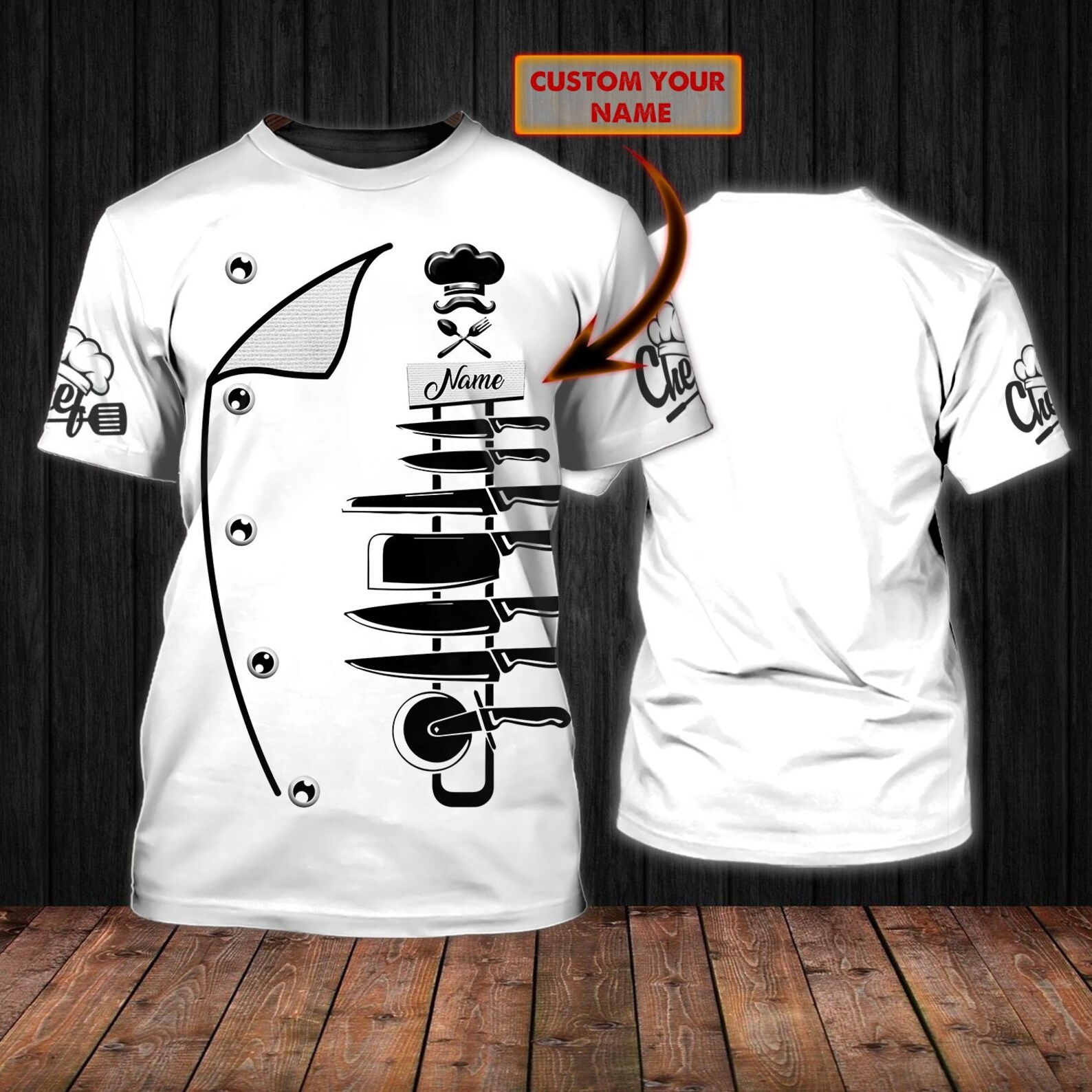 Chef Personalized Name 3D All Over Printed Shirt Funny and Etsy