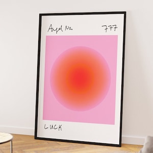 777 Angel Number Print: Pink Gradient Aura Poster (Digital Download)