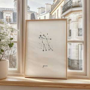 Poster Zwillinge, Astrologische Wandkunst, Sternzeichen Wand Kunst Druck, Sternenkarte Poster, Sternzeichen Sternzeichen Druck, Geburtstagsgeschenk, Digital Download