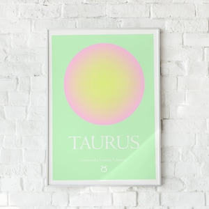 TAURUS Aura Wall Art, Spiritual Wall Art, Bedroom Wall Decor, Astrology Poster, Dorm Wall  Art, DIGITAL DOWNLOAD