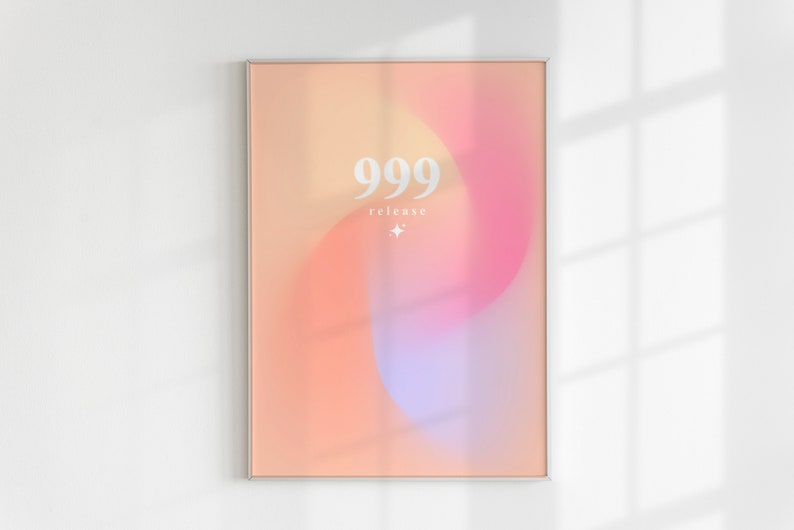 999 Angel Number, Colorful Aura, Auro Quotes Poster, Gradient Wall Art ...