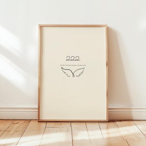 Grafika z numerem anioła 222: Minimalistyczna afirmacja ścienna (do pobrania w wersji cyfrowej)