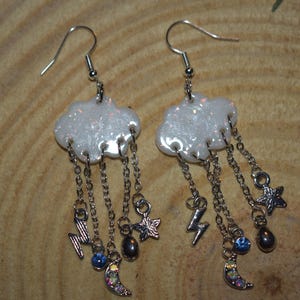 cloud and tree earring
