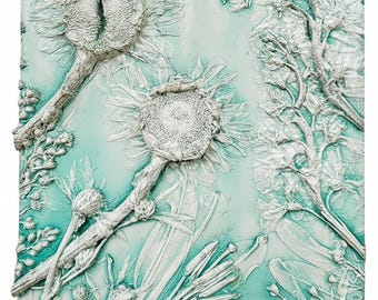 Plaster Botanical Bas Relief Artwork