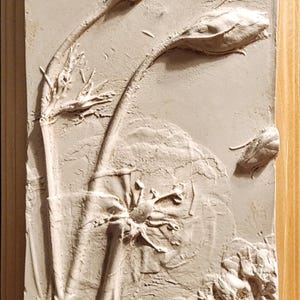 Plaster Botanical Bas Relief Artwork
