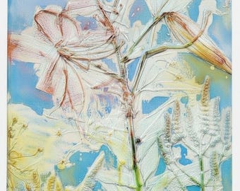 Plaster Botanical Bas Relief Artwork