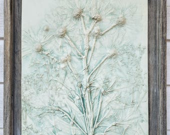 Plaster Botanical Bas Relief Artwork