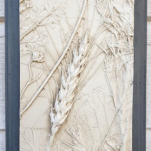 Plaster Botanical Bas Relief Artwork
