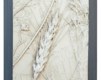Plaster Botanical Bas Relief Artwork