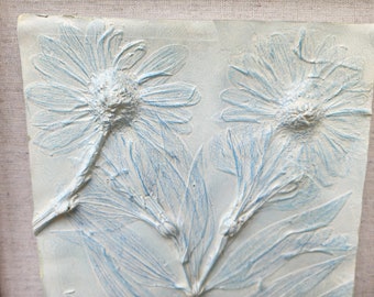 Plaster Botanical Bas Relief Artwork