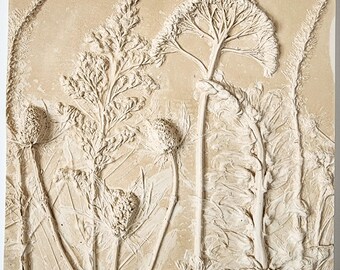 Plaster Botanical Bas Relief Artwork - Etsy