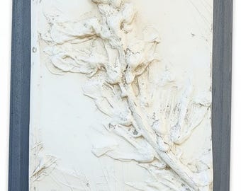 Plaster Botanical Bas Relief Artwork