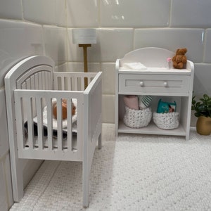 Doll Crib and Changing Table for Baby up to 6" Tall 1:6 Scale