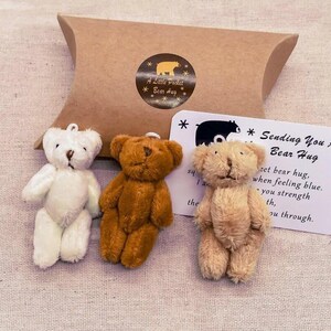 Bonita tarjeta de regalo de bolsillo con forma de osito de peluche en marrón, rosa y blanco. Love Positivity Pocket Hug - Healing Little Bear