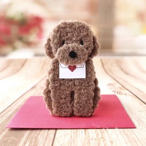 Niedliche 3D Hundewelpe flauschige Karte Geburtstag Valentines Karte mit Fellbaby