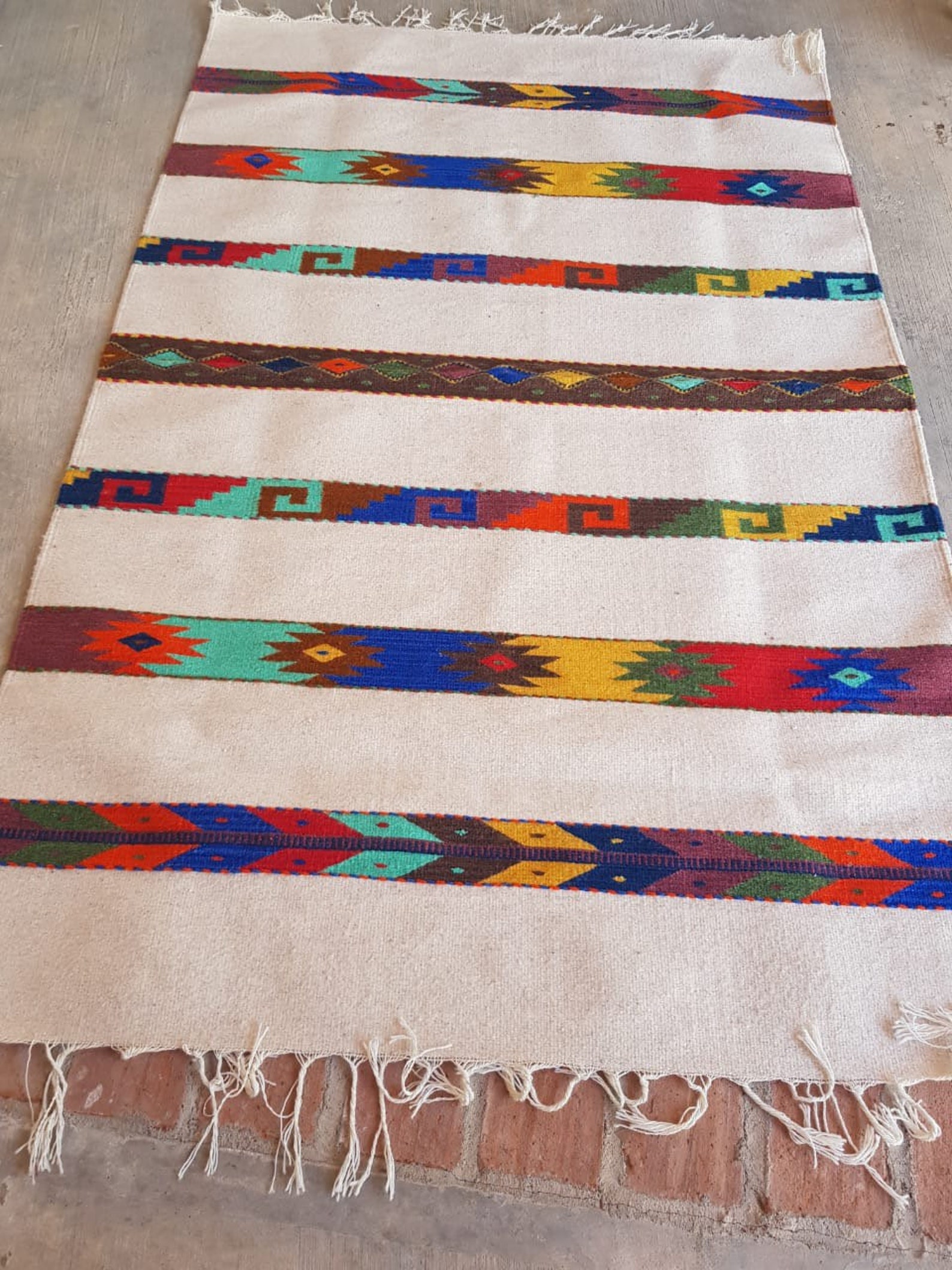 Oaxacan Zapotec Rug 48 x 72 HandWoven Sheeps Wool Etsy
