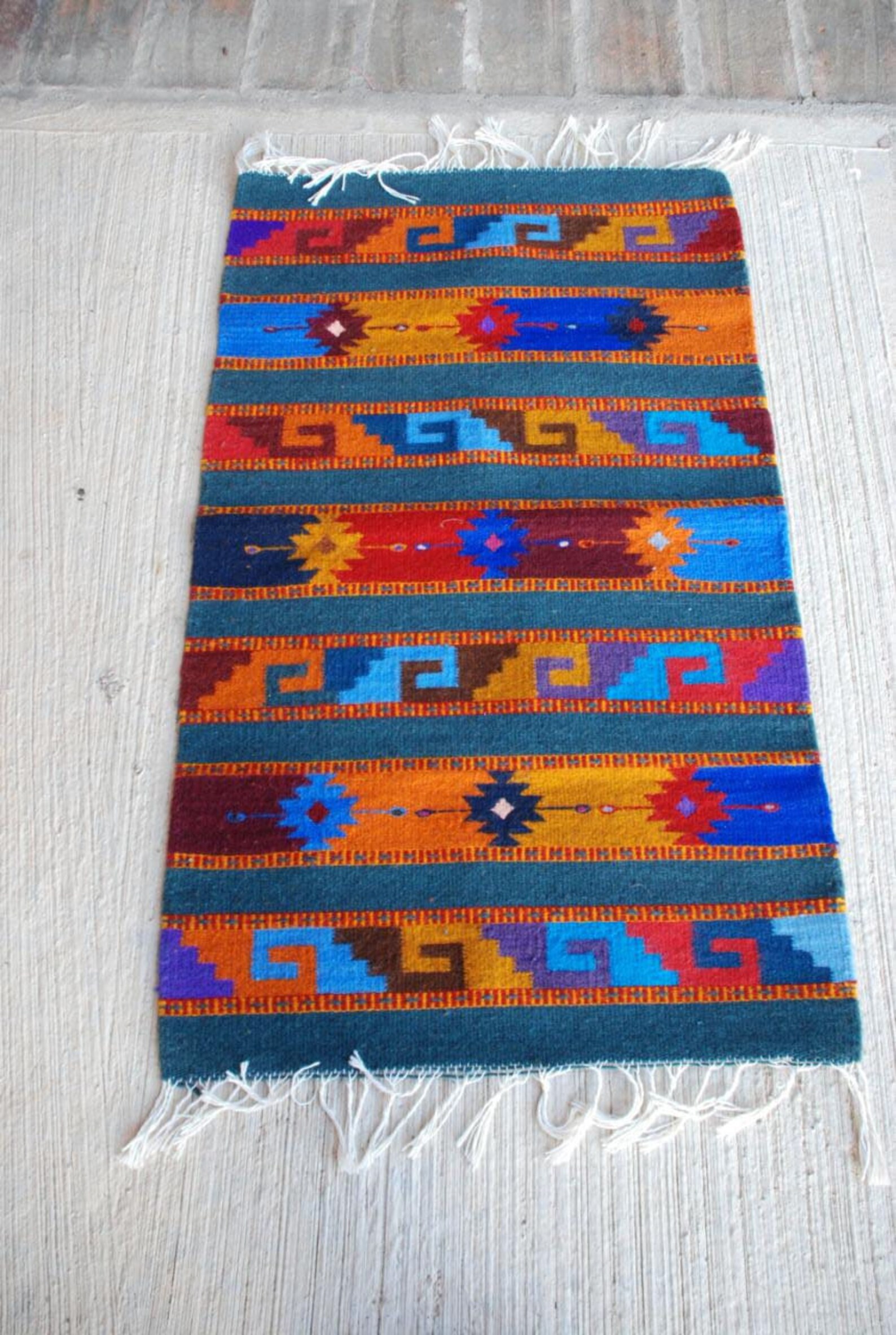 Oaxacan Area Rug HandWoven Sheeps Wool 24x 36 Etsy